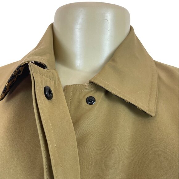 Dennis Basso Womens Tan Jacket With Leopard Print Lining Snap Button Sz XS - Picture 5 of 8